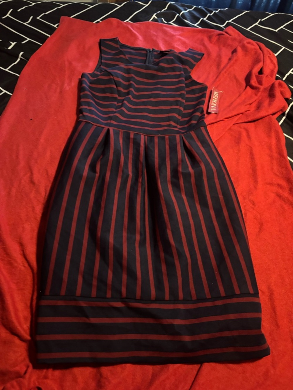 Merona Navy and Red Striped Sleeveless Dress